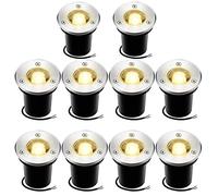 BDSHL Lumières LED rondes enterrées, IP67, décoration extérieure de jardin en acier inoxydable étanche 1W, paquet de 10 (Color : Blue light, Size : 110-220v)