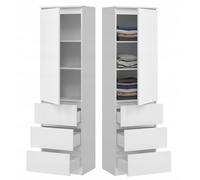 BDW - Armoire avec Tiroirs - 3 Tiroirs et Étagères - Meuble de Rangement de 50 cm L 180,5 cm H et 40 cm P - Dressing Chambre Adulte ou Chambre Enfant - Blanc