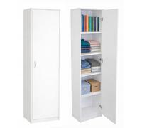 BDW - Armoire avec 5 Étagères - Meuble de Rangement de 40 cm L, 185 cm H, 35 cm P - Armoire Chambre Enfant, Dressing Chambre Adulte ou Salle de Bain - 1 Porte - Blanc