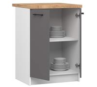 BDW Armoire de Cuisine Olive 60 cm avec Plan de Travail - 2 Portes, 2 Étagères - Élément pour Cuisines Modulaires - Armoire de Rangement Ergonomique - 60x85x46 cm - Blanc/Gris