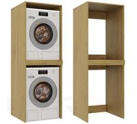 BDW Armoire de Machine à Laver et sèche-Linge Pola Twin - 180 x 64 x 64 cm - Meuble de Salle de Bain Haut - Meuble de Salle de Bain - Sèche-Linge - Chêne Artisan