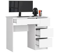 BDW Bureau avec 4 Tiroirs - Table de Jeu - Bureau de Jeu - Bureau d'Ordinateur - Table de Jeu - Bureau de Jeu - Petit Bureau 90x77x50cm - Blanc