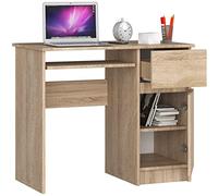 BDW Bureau d'ordinateur avec 1 tiroir, 1 armoire et un tiroir coulissant pour clavier 90 x 77 x 50 cm