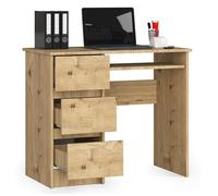 BDW Bureau d'ordinateur avec 3 tiroirs et Un tiroir Coulissant pour Le Clavier. Un Bureau pour Un Ordinateur de Bureau ou Portable, l'école et Le Bureau des Jeunes 90x77x50