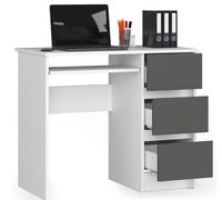 BDW Bureau d'ordinateur avec 3 tiroirs et Un tiroir Coulissant pour Le Clavier. Un Bureau pour Un Ordinateur de Bureau ou Portable, l'école et Le Bureau des Jeunes 90x77x50