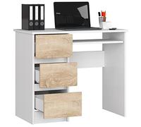 BDW Bureau d'ordinateur avec 3 tiroirs et Un tiroir Coulissant pour Le Clavier. Un Bureau pour Un Ordinateur de Bureau ou Portable, école et Bureau pour Jeunes 90x77x50