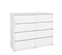 BDW - Commode 8 Tiroirs 120 cm - Meuble de Rangement - Commode Chambre Bébé, Enfant, Adulte, Salon - Construction Solide - 120x100x43 cm - Blanc