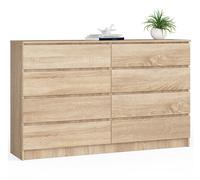 BDW - Commode à 8 tiroirs, Commode K160, Buffet, Meuble de Salon, Chambre à Coucher, Couloir, Armoire de Bureau, matériau Robuste et Design Moderne - 160x40x99 cm, Chêne Sonoma