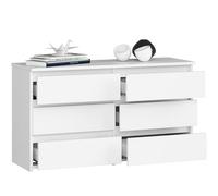 BDW - Commode À 6 Tiroirs - 100cm de Large, 57cm de Haut - Meuble, Buffet, Multi-Usages, Meuble À Chaussures, Commode, Classeur - Salon, Chambre, Couloir - Blanc