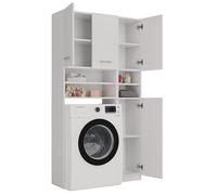 BDW - Ensemble de Meubles de Salle de Bains - étagère et Meuble pour Lave-Linge avec étagère - 180x96x30 cm - Ensemble de Salle de Bains spacieux, en Panneau stratifié Solide - Blanc