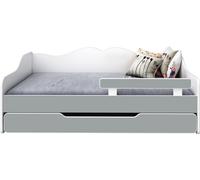 BDW Lit d'enfant 2 plans de couchage, Lit d'adolescent 2 matelas, Gris, 140x70