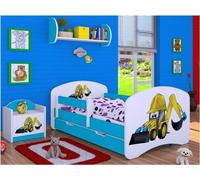 BDW, Lit d'enfant avec matelas & coffre de lit, Bleu, 180x90