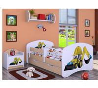 BDW, Lit d'enfant avec matelas & coffre de lit, Poire, 180x90