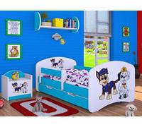 BDW, Lit d'enfant avec protection antichute, matelas, tiroir, bleu super chien, 1, 190x90cm
