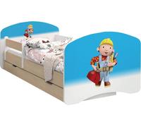 BDW Lit d'enfant, double face avec tiroir, Bob le constructeur, 180/90
