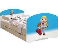 BDW Lit d'enfant, double face avec tiroir, Bob le constructeur, 190/90