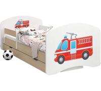 BDW Lit d'enfant, double face avec tiroir, camion de pompier, 190/90