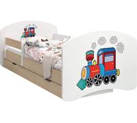 BDW Lit d'enfant, double face avec tiroir, locomotive, 180/90