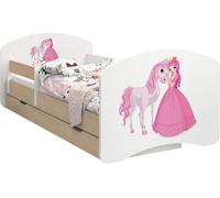 BDW Lit d'enfant, double face avec tiroir, princesse avec cheval, 180/90
