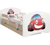 BDW Lit d'enfant, double face avec tiroir, voiture, 160/80