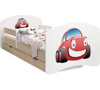 BDW Lit d'enfant, double face avec tiroir, voiture, 190/90