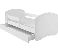 BDW, Lit d'enfant Lit d'adolescent avec tiroir & matelas, Blanc, 180x80