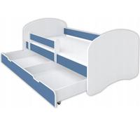 BDW, Lit d'enfant Lit d'adolescent avec tiroir & matelas, Bleu, 160x80
