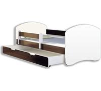 BDW, Lit d'enfant Lit d'adolescent avec tiroir & matelas, bois wengé, 180x80