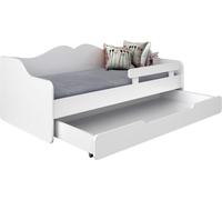 BDW Lit d'enfant, lit simple, lit double avec sommier à lattes, blanc, 180 x 80 cm