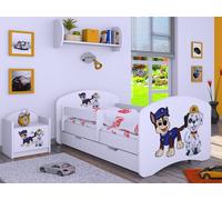 BDW Lit d'enfant Super chiens, lit bébé chambre d'enfant, blanc (motif 1), 140 x 70 cm