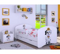 BDW Lit d'enfant Super chiens, lit bébé chambre d'enfant, blanc (motif 2), 190 x 90 cm