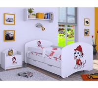 BDW Lit d'enfant Super chiens, lit bébé chambre d'enfant, blanc (motif 4), 190 x 90 cm