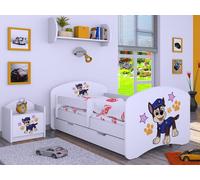 BDW Lit d'enfant Super chiens, lit bébé chambre d'enfant, blanc (motif 5), 160 x 80 cm