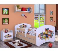 BDW Lit d'enfant Super chiens, Lit bébé chambre d'enfant, Poire légère (motif 3), 140 x 70 cm