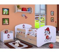 BDW Lit d'enfant Super chiens, Lit bébé chambre d'enfant, Poire légère (motif 4), 140 x 70 cm