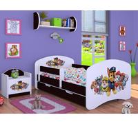 BDW Lit d'enfant Super chiens, lit bébé chambre d'enfant, wengé (motif 3), 140 x 70 cm
