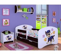 BDW Lit d'enfant Super chiens, lit bébé chambre d'enfant, wengé (motif 5), 190 x 90 cm