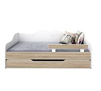 BDW - Lit Enfant - Lit Jeune - Lit Double - avec Sommier À Lattes, Matelas, Tiroir, Protection Antichute - Gigogne - Canapé-Lit, Lit d'Appoint, Pliable - Chambre d'enfant - 160x80cm - Chêne Sonoma