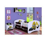 BDW Lit pour enfant avec matelas et tiroir de lit - 140/160/180/190 motifs différents pour garçon (veine foncée, 160 x 80)