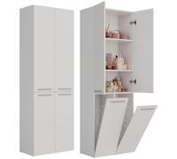 BDW Armoire de salle de bains, 2 paniers à linge, 2 - portes, blanc, 60 x 174 x 30 cm