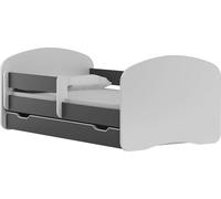 BDW NOUVEAU Lit d'enfant, 2 surfaces de couchage, 2 matelas, lit double, graphite, 200x90