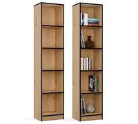 BDW - Onyx Étagère étroite - Bibliothèque - 182 x 40 x 30cm - Chêne Artisanal/Noir - pour Salon, Chambre, Bureau - Design Moderne et Polyvalent, idéal pour Les intérieurs de Style loft ou scandinave