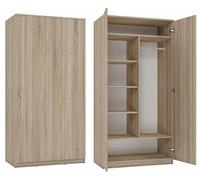 BDW Penderie à 2 portes, 6 étagères, Porte-vêtements, Armoire polyvalente, Armoire à tiroirs, Armoire de garde-robe pour la chambre à coucher, les pièces de vie, 180 x 90 x 50 cm, (chêne Sonoma)
