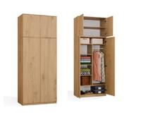 BDW Stylish S90 2D 2SZ CLP Organisateur de Garde-Robe - Deux Étagères - Tiroirs pour Armoire Intérieure - Tiroirs de Garde-Robe pour Rangement Interne - 240x90x50 cm - Chêne Artisan