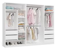 BDW - Système de Dressing Modulable - Penderie Ouverte Moderne avec Modules - Tringles, Tiroirs, Étagères, Éléments Supérieurs, Chambre à Coucher, Couloir - OPENO 260x200, Blanc