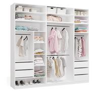 BDW - Système de Dressing Modulable - Penderie Ouverte Moderne avec Modules - Tringles, Tiroirs, Étagères, Éléments Supérieurs, Chambre à Coucher, Couloir - OPENO 260x250, Blanc