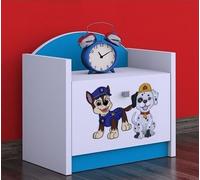 BDW - Table de Chevet Chambre d'enfant - Super Hunde - Table de Nuit Enfant - Table de Nuit 1 Tiroir - Table de Chevet pour Chambre d'enfant - 40x44x34 cm - Bleu - Deux Chiens