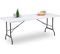 BDW Table de jardin pliante 180x75 cm avec poignée de transport en plastique