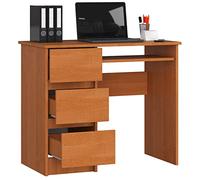 BDW Table d'Ordinateur Avec 3 Tiroirs et Un Tiroir Coulissant pour Le Clavier - Bureau pour Ordinateur de Bureau ou Portable, École et Adolescent 90x77x50