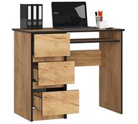 BDW Table d'ordinateur avec 3 tiroirs et Un tiroir Coulissant pour Le Clavier. Un Bureau pour Un Ordinateur de Bureau ou Portable, école et Jeunesse Bureau 90x77x50